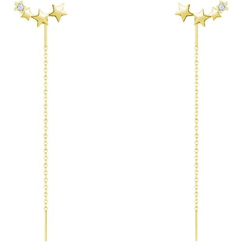 Boucles D'oreilles Pendantes À Chaîne En Étoile,Boucle Oreilles Or Pour Femmes,Boucle D'oreilles Longues Goutte Tassel En Argent Fin 925,Boucle D'oreilles Grimpante En Zircon[H1259]
