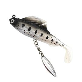 8.5cm/13g Spot Bionic Bait Artificiel Hameçon Rotation Sequin Soft Bait Outil De Pêche-Noir