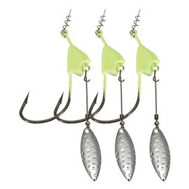 3pcs 4g / 6g / 8g / 11g Hameçons De Pêche Épineux En Spirale Avec Paillettes De Feuille De Saule Acier À Haute Teneur En Carbone Lumineux Pêche Barbed Lure Hameçons Accessoires De Pêche Sur Le Terrain-Vert 8