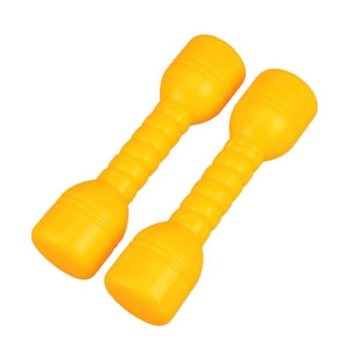 1 Paire D'haltères En Plastique Polyvalents Bonne Ténacité Jardin D'enfants Respectueux De L'environnement Exercice Du Matin Petits Haltères Pour Le Fitness-Jaune