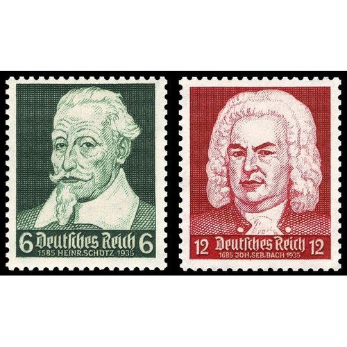 Allemagne, 3ème Reich 1935, Beaux Timbres Yvert 532 Et 533, Heinrich Schütze Et Jean Sébastien Bach, Neufs*