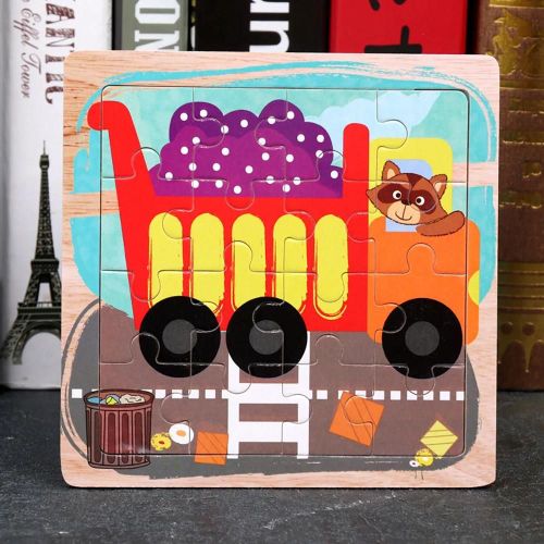 Dessin Animé En Bois Avion Fusée Voiture Mosaïque Puzzles Planche Développement Enfants Toy_Rocket*