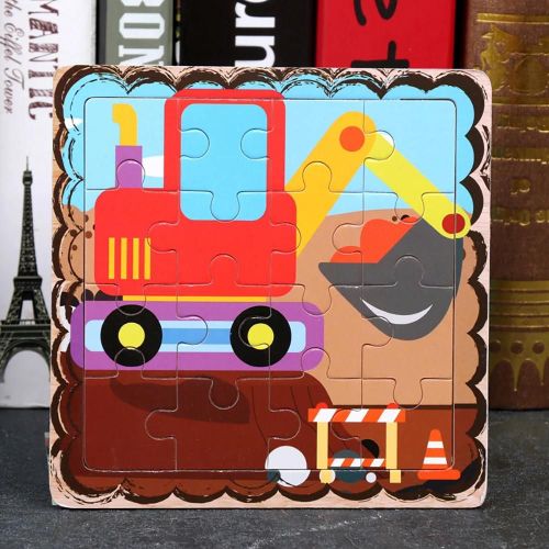 Dessin Animé En Bois Avion Fusée Voiture Mosaïque Puzzle Puzzle Planche Développement Enfants Toy_Cleaning Voiture