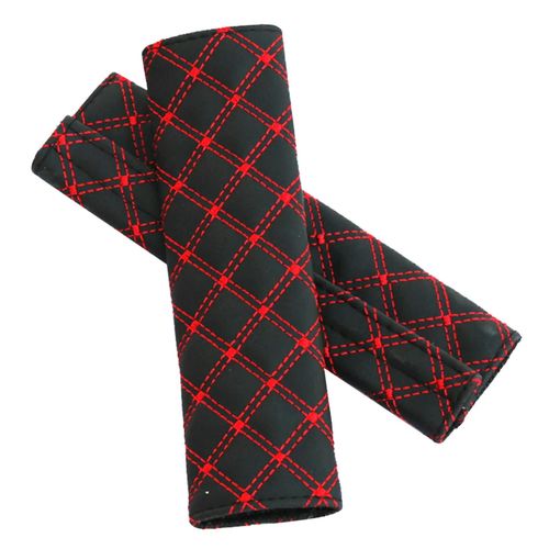 1 Pair Seat Belt Pads Soft Shoulder Strap Cover Faux Microfiber Leather Car Safety Seat Belt Pads Cushions For Cars_Red