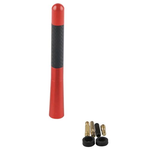 12cm Universel En Fibre De Carbone En Métal Auto Voiture Toit Courte Antenne Fm Radio Aerial_Red