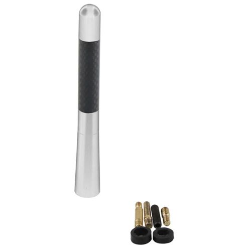 12cm Universel En Fibre De Carbone En Métal Auto Voiture Toit Courte Antenne Fm Radio Aerial_Silver
