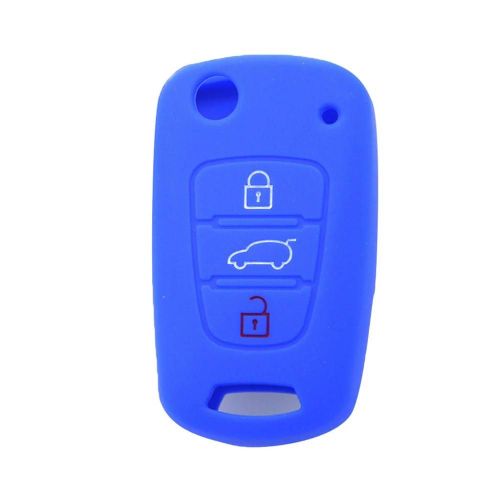 Housse De Clé En Silicone 3 Boutons Pour Hyundai Accent Elantra Sonata I20 I30 Ix35_Blue