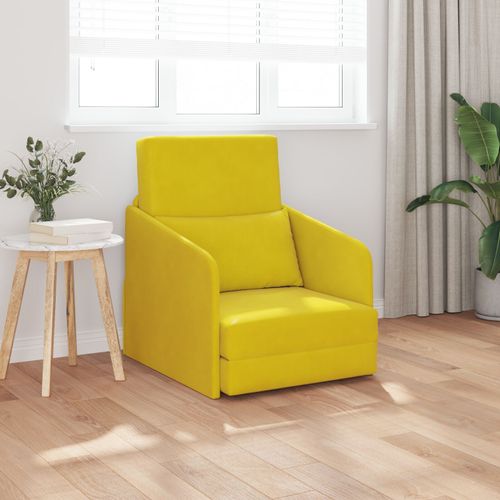 Vidaxl Canapé-Lit De Sol 2-En-1 Jaune 65x80x83 Cm Velours