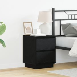 Vidaxl Table De Chevet Avec Lumières Led Noire 39x34.5x50 Cm