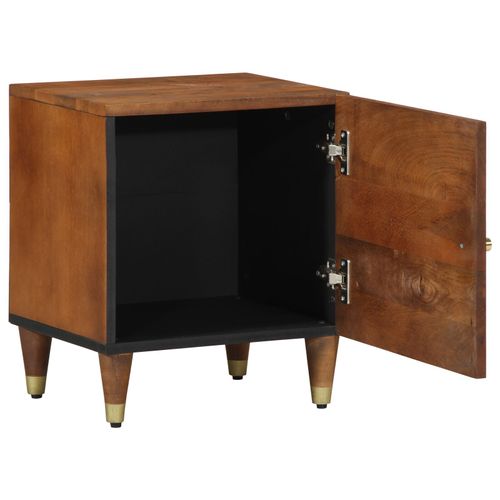 Tables De Chevet Vidaxl Marron Miel Avec Accents Dorés Bois Massif Moyen