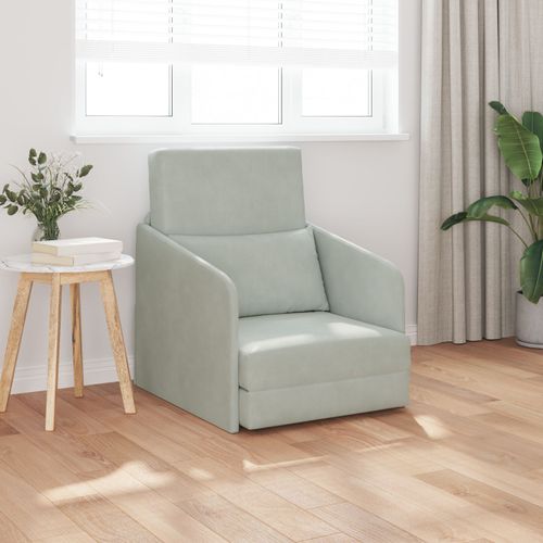 Vidaxl Canapé-Lit Au Sol 2 En 1 Gris Clair 65x80x83 Cm Velours