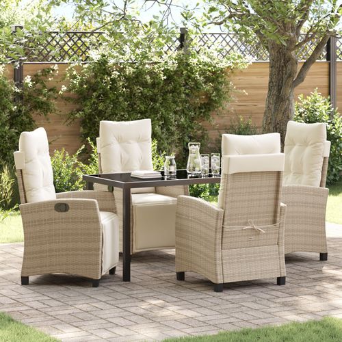 Vidaxl Set De Salle À Manger De Jardin 5 Pièces Beige En Poly Rattan