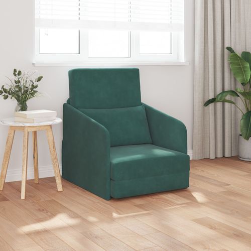Vidaxl Canapé Lit Au Sol 2-En-1 Vert Foncé 65x80x83 Cm Velours