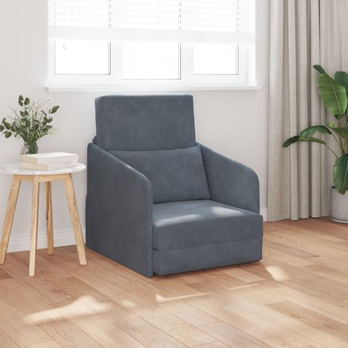 Vidaxl Canapé-Lit De Sol 2-En-1 Gris Foncé 65x80x83 Cm En Velours