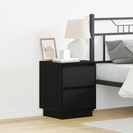 Vidaxl Tables De Chevet Avec Lumières Led 2 Pcs Noir 39x34.5x50 Cm