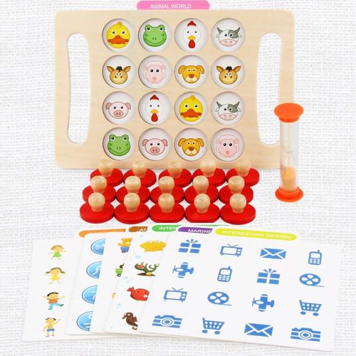 Mémoire Échecs Animal Nombre Bloc Planche En Bois Jeu D'association Intelligent Enfants Jouet