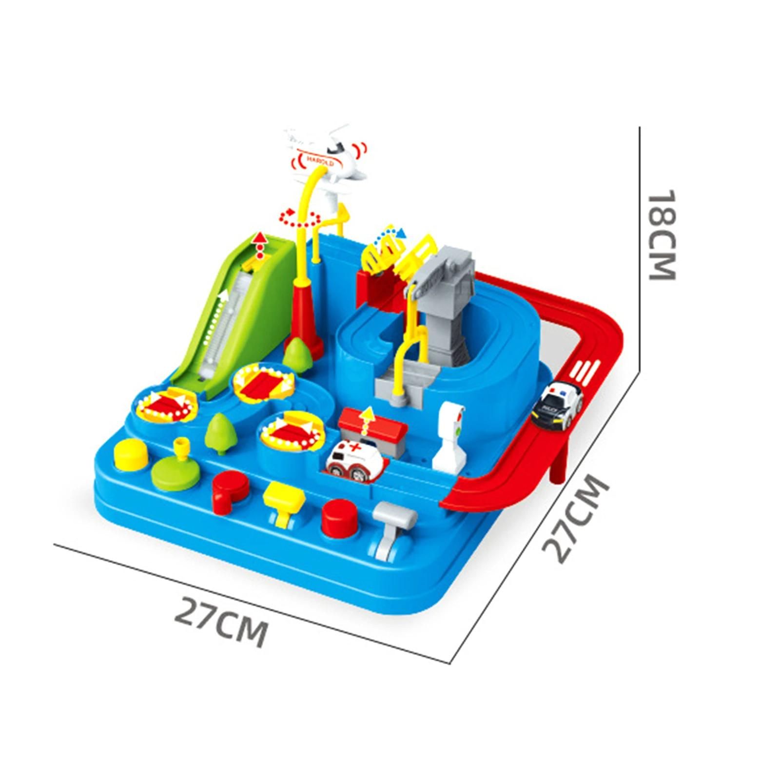 1Set Blocs de Construction Jouet Interactif Interaction Parent-Enfant Plastique Voiture Aventure Jouet Set pour Indoor_Blue