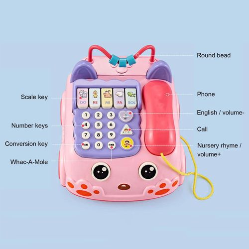Plus De 3 Ans Enfants Dessin Animé Voiture Téléphone Son Lumière Frapper Un Hamster Jeu Toy_Pink