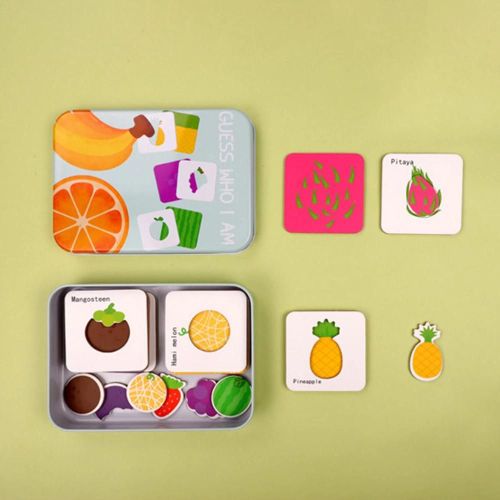 Dessin Animé Animal Fruit Dinosaure Puzzle Anglais Appariement Développement De Cartes Enfants Toy_Vegetable#