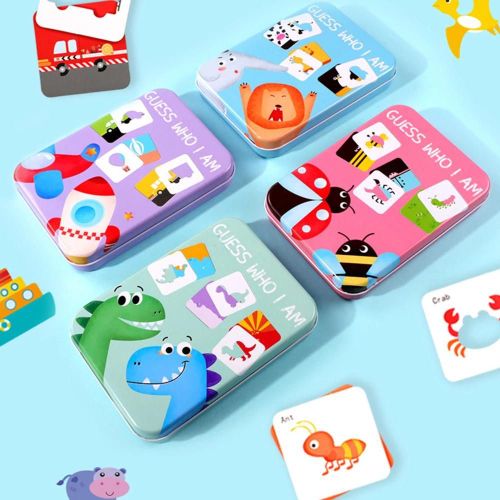 Dessin Animé Animal Fruit Dinosaure Puzzle Anglais Appariement Développement De Carte Enfants Toy_Transportation#