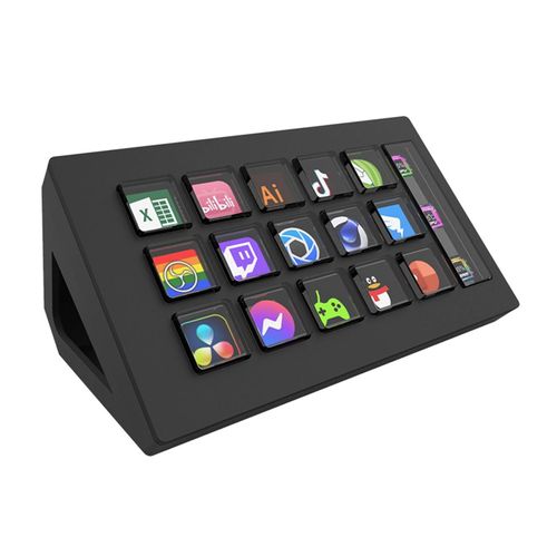 Clavier Visual Stream Deck avec bouton LCD Mini clavier de bouton de personnalisation portable pour les joueurs Streamers Noir