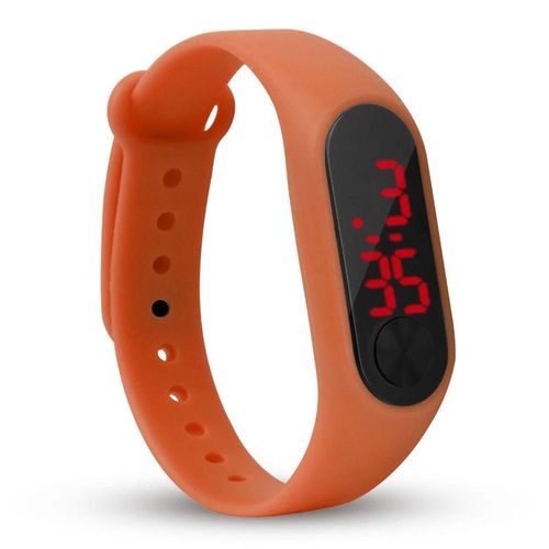 Montre Numérique Led Mi Band Aimé Date Affichage Simple Bracelet Tpe Bracelet Orange