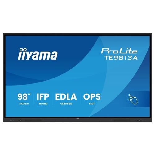 iiyama ProLite TE9813A-B1AG - Classe de diagonale 98" (97.5" visualisable) écran LCD rétro-éclairé par LED - signalétique numérique interactive - avec écran tactile (multi-touch) / capacité PC en...
