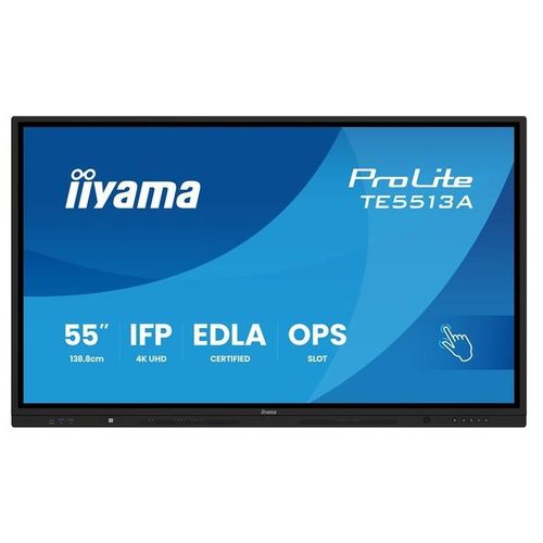 iiyama ProLite TE5513A-B1AG - Classe de diagonale 55" (54.6" visualisable) écran LCD rétro-éclairé par LED - signalétique numérique interactive - avec écran tactile (multi-touch) / capacité PC en...
