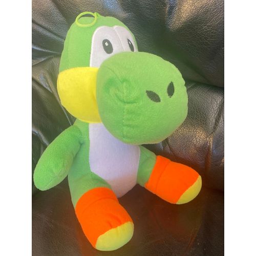 Peluche doudou style yoshi vert jaune fluo orange 26cm