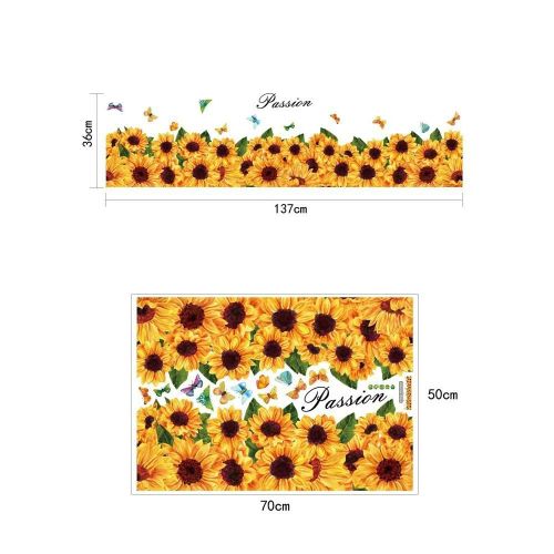 Autocollants muraux de mode PVC Tournesol pour armoire Fenêtre Chambre à coucher Salle d'étude Canapé/TV Fond Art Décalcomanies Décoration de la maison