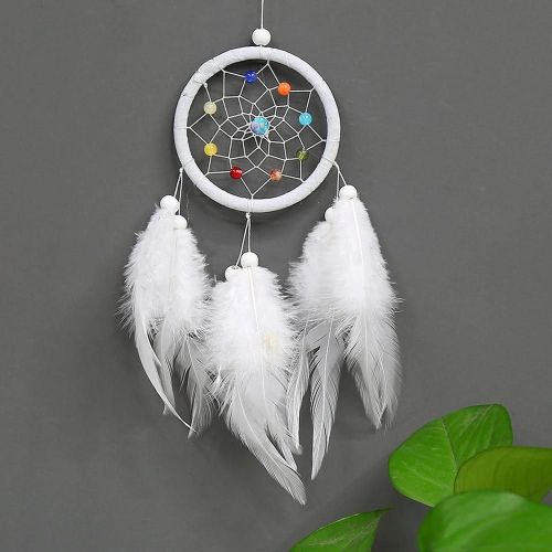 Ornements suspendus Style indien Dream Catcher pour la décoration murale Cadeau d'anniversaire Blanc