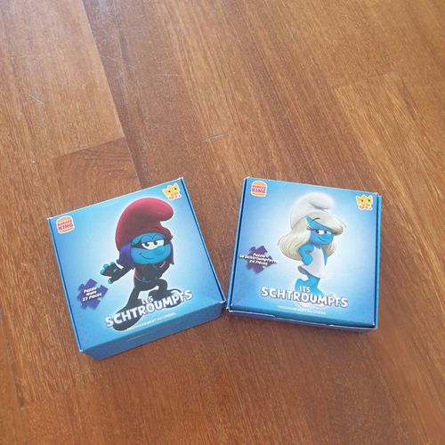 Lot De 2 Puzzles 27 Pièces Schtroumfs, Collection, Burger King, En Très Bon État, Collection