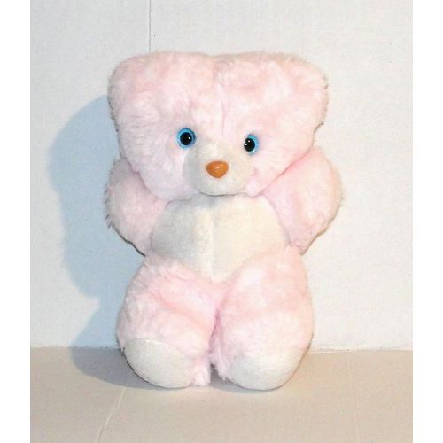 peluche ours rose blanc sucre d orge doudou yeux bleu noir 23 cm