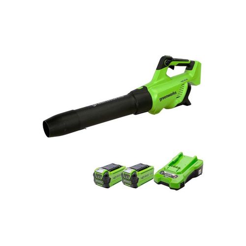 Souffleur 210 km/h 40V Brushless GREENWORKS - 2 Batteries 2,0Ah - Chargeur - GD40ABIIK2X