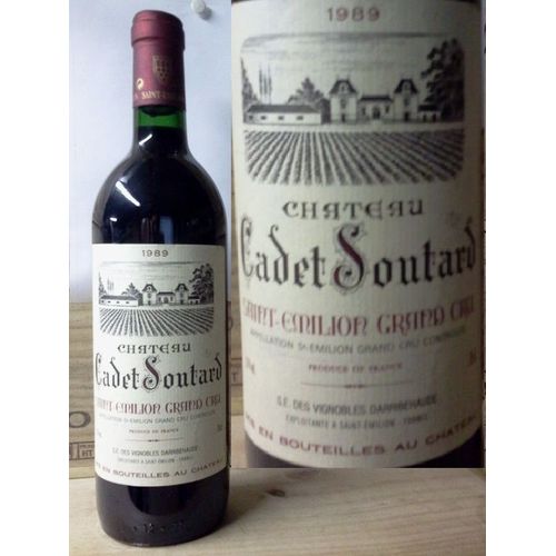 1 Bouteille St Emilion Grand Cru - Château Cadet Soutard 1989
