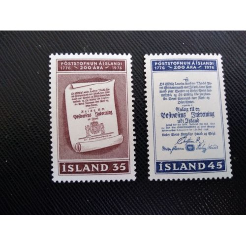 Timbre Islande Y T 469 - 470 Séries : Poste Islandaise 1976 (010509 )