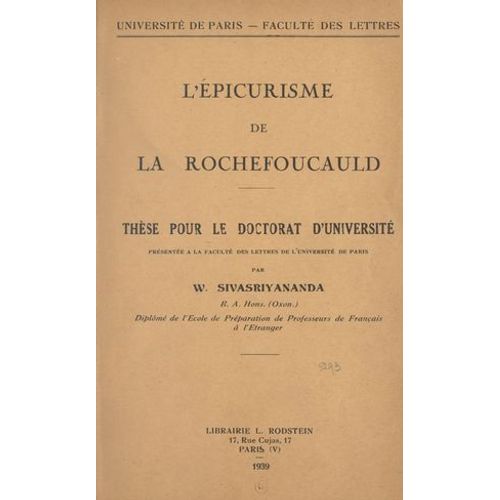 L'épicurisme De La Rochefoucauld