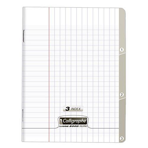 Cahier - Index - 3 En 1 - 17x22cm - Grands Carreaux - 96 Pages - Couverture Polypro - Sans Spirale - Clairefontaine