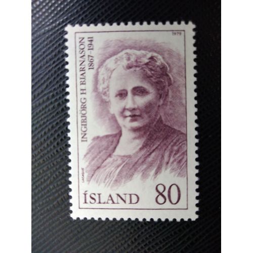 Timbre Islande Y T 494 Ingibjörg H. Bjarnason (14 Décembre 1867-30 Octobre 1941) 1979 (010509 )