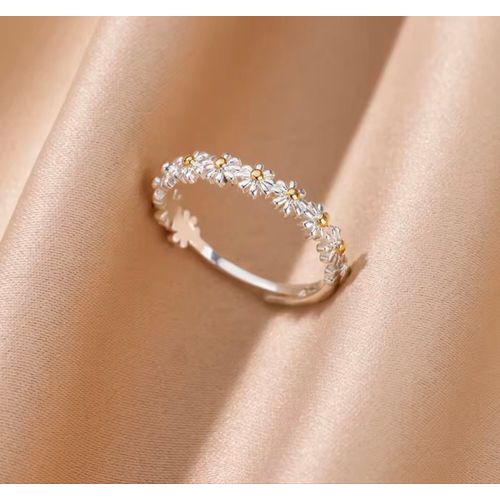 Bague En Forme De Petites Marguerites En Acier Inoxydable 