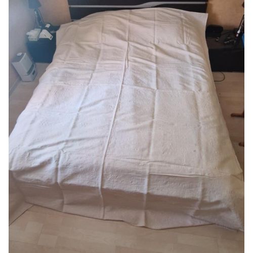 Grand Drap Ancien En Lin Ou Chanvre Écru