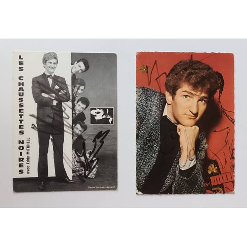 2 Cartes Postales Dédicacées Les Chaussettes Noires Et Eddy Mitchell
