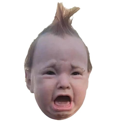Creepys Hilarant Latex Masque De Tête Nouveauté Réalistes Pleurant Bébé Masque Drôle De Fête Accessoire Pour Adulte