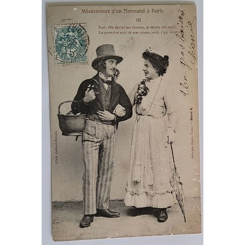 Carte Postale Ancienne, France, Mésaventure D'Un Normand À Paris, Couple