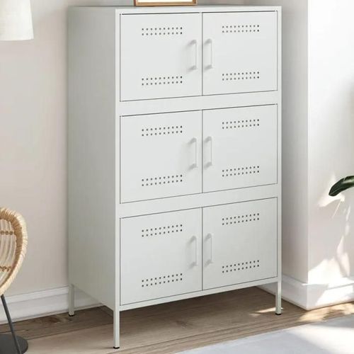 Vidaxl Buffet Haut Blanc 68x39x113 Cm Acier