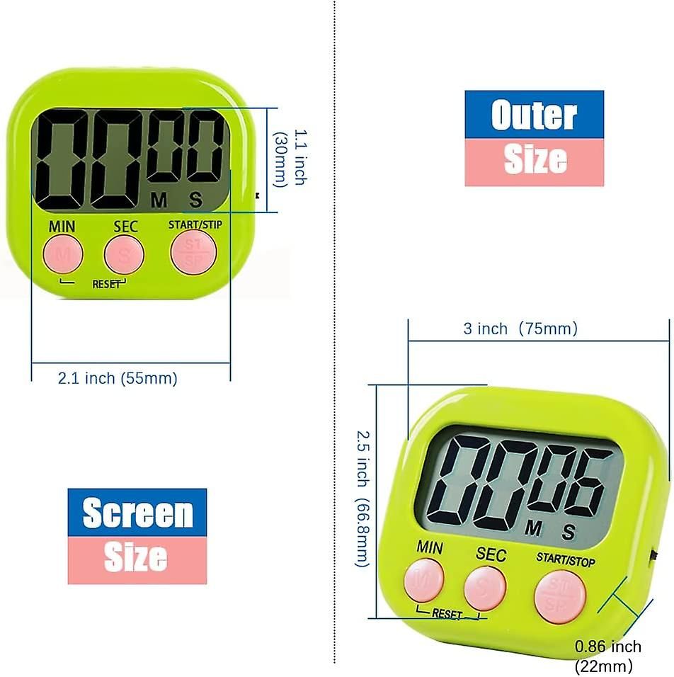 4 Paquets Alarme Forte Minuteur De Cuisine, Magnetique Time Timer avec  Grand Écran LCD, Timer Enfant pour Étude, Exercer, Cuisso