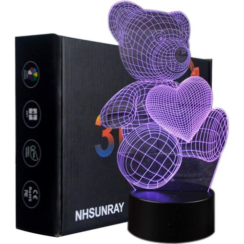 SHIBA-3D Illusion Nuit Lumière LED Bureau Table veilleuse Lampe 7 Couleur Tactile Lampe Bureau Décor pour Chambre Chevet Table enf[4