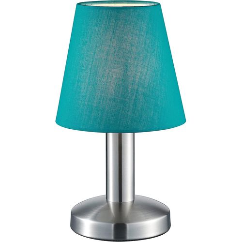 Shiba-Trio Lampe De Table Mats Ii 599700119, Métal Nickel Mat, Abat-Jour En Tissu Turquoise, Sauf 1x E14, On/Off Touch[320]
