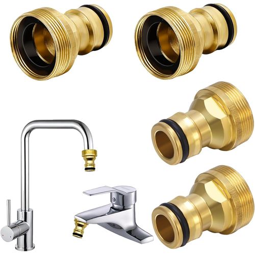 SHIBA-Gardena Lot de 4 raccords de robinet universels pour mitigeur de tuyau d'arrosage Adaptateur de tuyau Raccord rapide Raccord[1