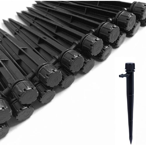 SHIBA-100 Pièces Goutteur Irrigation Réglable, 360 Degrés 8-Trou Micro Asperseur Goutte à Goutte avec Connecteur Barbelé & Piquet [3